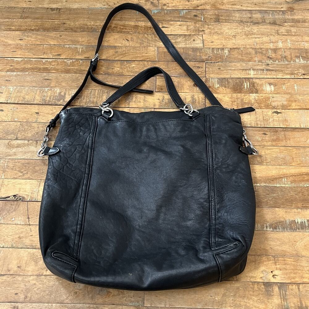 Vince Camuto Genuine Leather Nero Shoulder Bag Detachable Straps